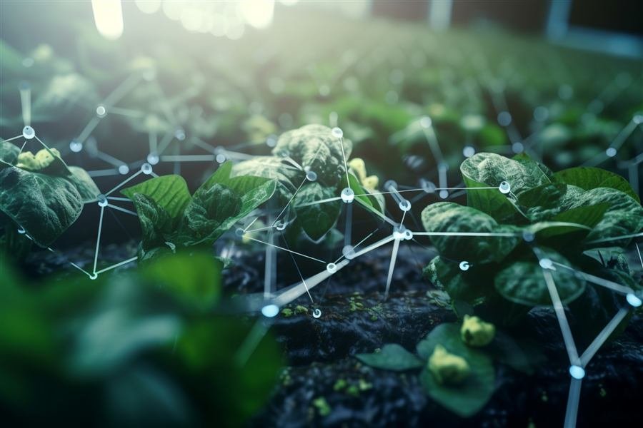Cultivo con una red de datos superpuesta, tecnología aplicada al campo